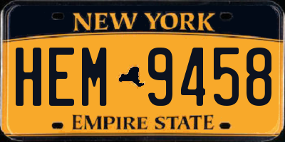 NY license plate HEM9458