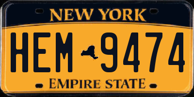 NY license plate HEM9474