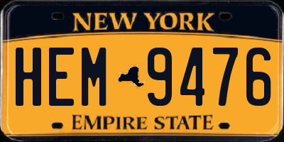 NY license plate HEM9476