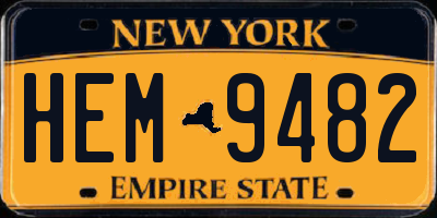 NY license plate HEM9482