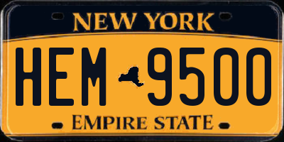 NY license plate HEM9500