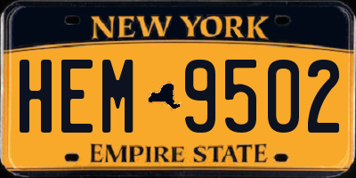 NY license plate HEM9502