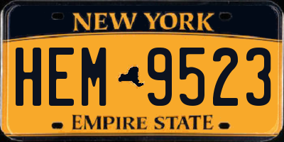 NY license plate HEM9523