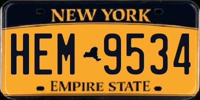 NY license plate HEM9534