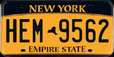 NY license plate HEM9562