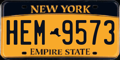 NY license plate HEM9573