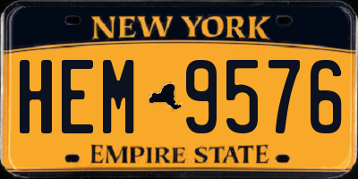 NY license plate HEM9576