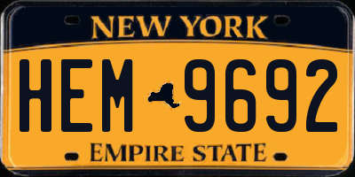 NY license plate HEM9692