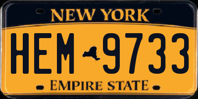 NY license plate HEM9733