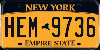 NY license plate HEM9736