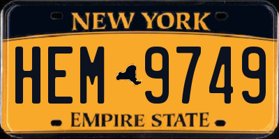 NY license plate HEM9749