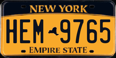 NY license plate HEM9765