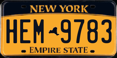 NY license plate HEM9783