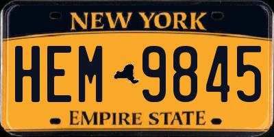 NY license plate HEM9845