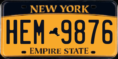 NY license plate HEM9876