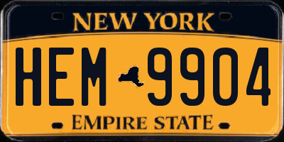 NY license plate HEM9904