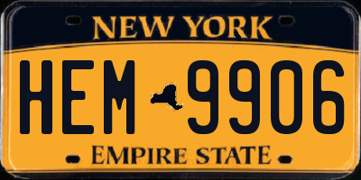 NY license plate HEM9906