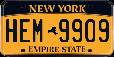NY license plate HEM9909