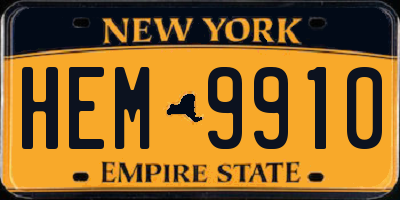NY license plate HEM9910
