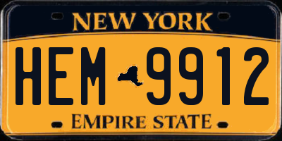 NY license plate HEM9912