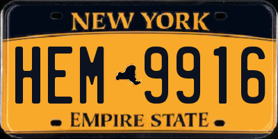 NY license plate HEM9916