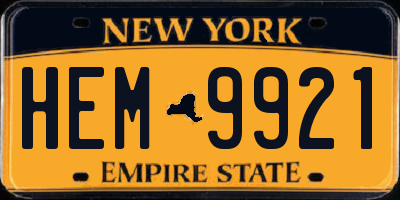 NY license plate HEM9921