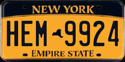 NY license plate HEM9924