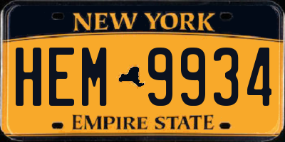 NY license plate HEM9934