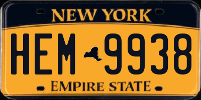 NY license plate HEM9938