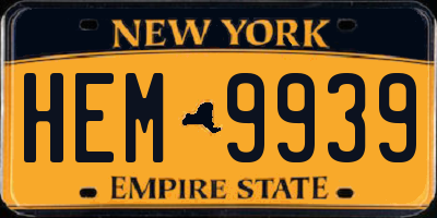 NY license plate HEM9939