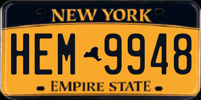 NY license plate HEM9948