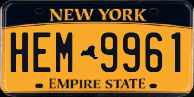 NY license plate HEM9961