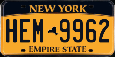 NY license plate HEM9962