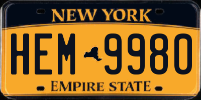 NY license plate HEM9980
