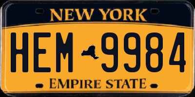 NY license plate HEM9984