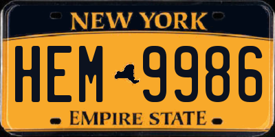 NY license plate HEM9986