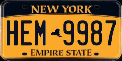 NY license plate HEM9987