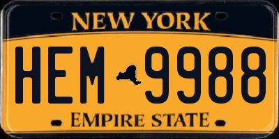 NY license plate HEM9988