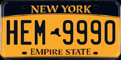 NY license plate HEM9990