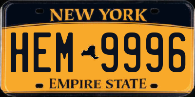 NY license plate HEM9996