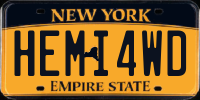 NY license plate HEMI4WD