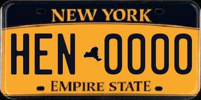 NY license plate HEN0000