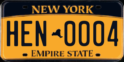 NY license plate HEN0004