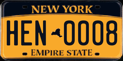 NY license plate HEN0008