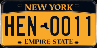 NY license plate HEN0011