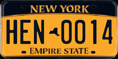 NY license plate HEN0014