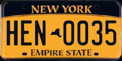 NY license plate HEN0035