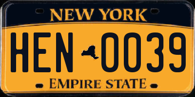 NY license plate HEN0039
