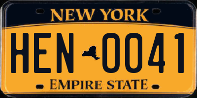 NY license plate HEN0041