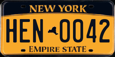 NY license plate HEN0042